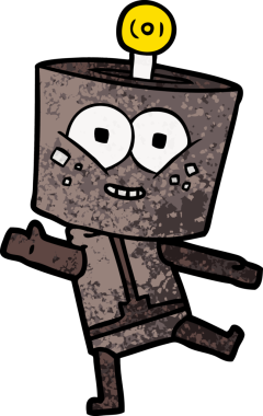 Bir insan tarafından çizilmiş mutlu robot çizimi