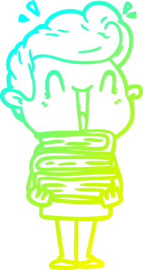 Bir insan tarafından çizilmiş, heyecanlı bir çizgi film çizimi.