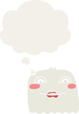 Düşünce baloncuğu olan bir insan tarafından çizilmiş bir çizgi film hayaleti.