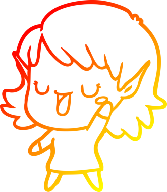 Bir insan tarafından çizilmiş çizgi film karakteri bir elf kızı çizimi