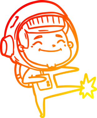 Bir insan tarafından çizilmiş mutlu bir astronotun sıcak çizgi çizimi