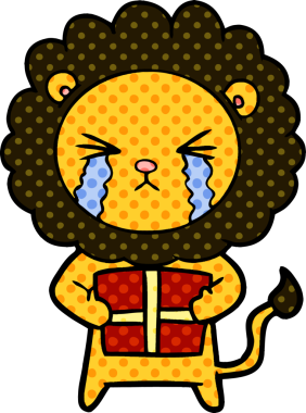 Bir insan tarafından çizilmiş, ağlayan bir aslan.