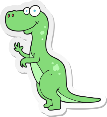 Bir insan tarafından çizilmiş bir dinozorun çıkartması.