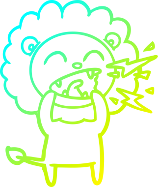 Bir insan tarafından çizilen kükreyen aslanın soğuk çizgi çizimi.