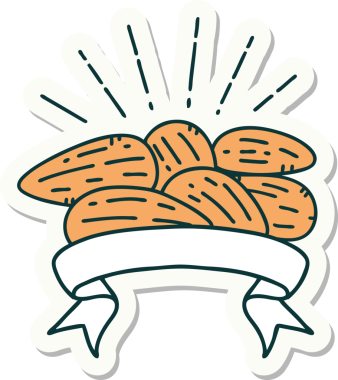 Bir insan tarafından çizilmiş dövme stili badem çıkartması.