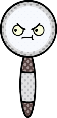 Bir insan tarafından çizilmiş bir büyüteçin çizgi roman tarzı karikatürü