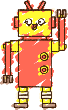 Bir insan tarafından çizilen robot tebeşiri.