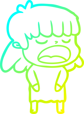 Bir insan tarafından yüksek sesle çizilmiş bir karikatür kadın çizimi.