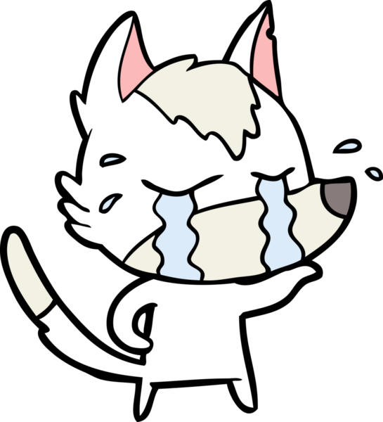 Bir insan tarafından çizilmiş ağlayan kurt çizgi filmi.