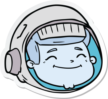 Bir insan tarafından çizilmiş bir astronot suratının çıkartması.