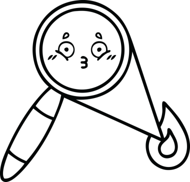 Bir insan tarafından çizilmiş bir büyüteç çizgi çizimi