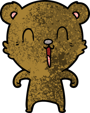 Bir insan tarafından çizilmiş mutlu çizgi film ayısı.