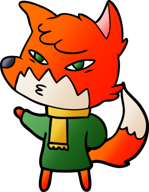 Bir insan tarafından çizilmiş akıllı çizgi film tilkisi.