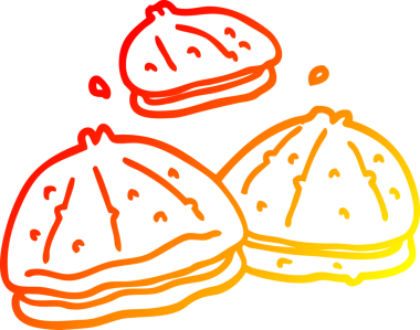 Bir insan tarafından çizilmiş taze istiridyelerin sıcak çizgi çizimi