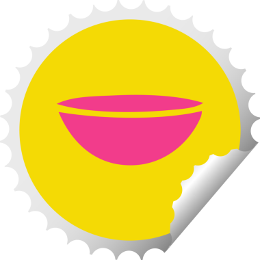 Bir insan tarafından çizilmiş sıcak bir çorbanın dairesel kabuk soyma çıkartması.