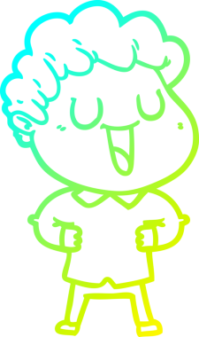 Bir insan tarafından çizilmiş gülen bir çizgi film karakterinin soğuk gradyan çizgisi.