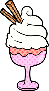 Bir insan tarafından çizilmiş karikatür dondurma tatlısı.