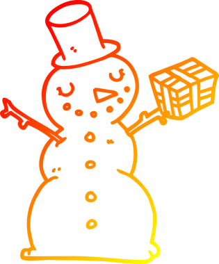 Bir insan tarafından çizilmiş bir kardan adamın sıcak çizgi çizimi