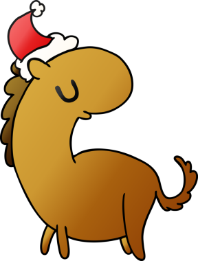 Bir insan tarafından çizilmiş Kawaii atının el çizimi gradyan çizgi filmi.