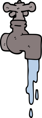 Bir insan tarafından çizilmiş karalama tarzı karikatür damlayan musluk.