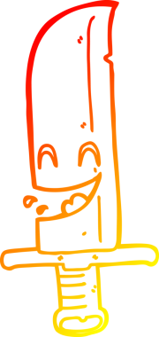 Bir insanın çizdiği gülen bıçağın çizgi film çizimi.