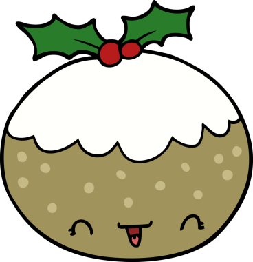 Bir insan tarafından çizilmiş tatlı bir Noel pudingi.
