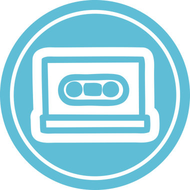 bir insan tarafından çizilmiş kaset bandı dairesel simgesi