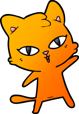 Bir insan tarafından çizilmiş çizgi film kedisi.