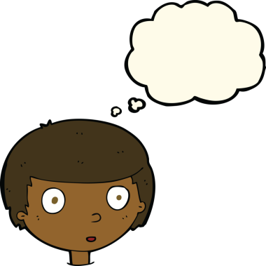 Bir insan tarafından çizilmiş düşünce baloncuğu olan meraklı çocuk.