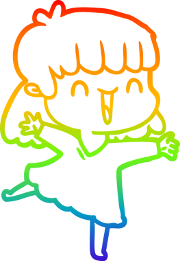 gökkuşağı gradyan çizimi bir insan tarafından çizilmiş mutlu bir kız çizgi