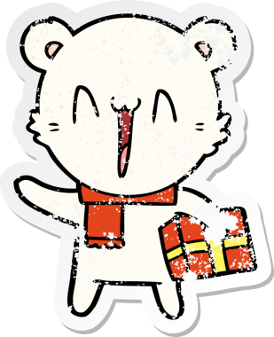 Bir insan tarafından çizilmiş mutlu bir kutup ayısı karikatürü.