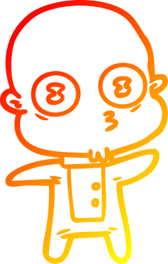 Bir insan tarafından çizilmiş garip kel bir uzay adamının sıcak çizgi çizimi