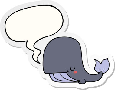 Bir insan tarafından çizilmiş konuşma balonu etiketli bir balina.