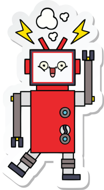 Bir insan tarafından çizilmiş şirin çizgi film robotunun çıkartması.