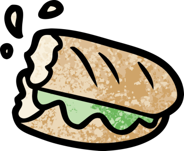 Bir insan tarafından çizilmiş ekmek karikatürü.