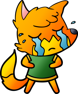 Bir insan tarafından çizilmiş tilki çizgi film karakteri