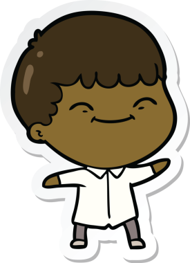 Bir insan tarafından çizilmiş mutlu bir çocuğun çıkartması.