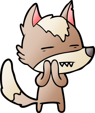 Bir insan tarafından çizilen dişleri gösteren bir kurt çizgi filmi.