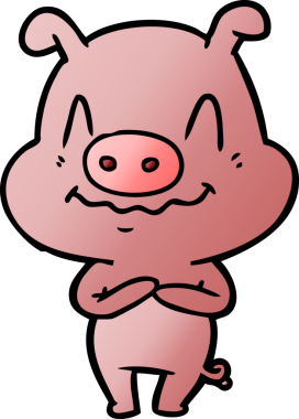 Bir insan tarafından çizilmiş sinirli çizgi film domuzu.