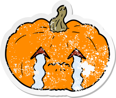 Bir insan tarafından çizilmiş, ağlayan bir balkabağı karikatürü.