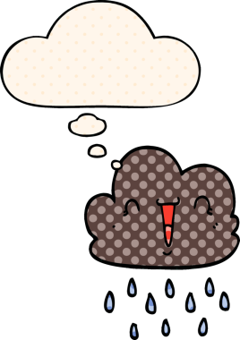 Bir insan tarafından çizilmiş, düşünce baloncuklu karikatür fırtına bulutu.