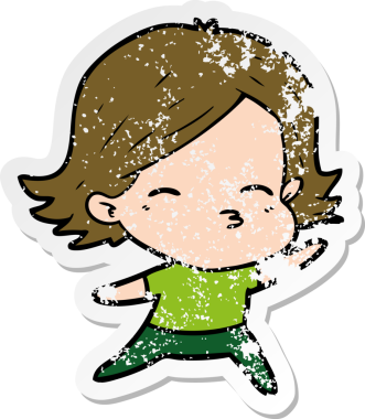 Bir insan tarafından çizilmiş karikatür bir kadının sıkıntılı çıkartması.