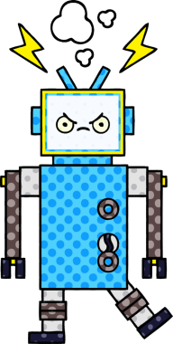 bir insan tarafından çizilmiş bir robotun çizgi roman tarzı