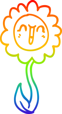 gökkuşağı gradyan çizgi çizimi bir insan tarafından çizilmiş mutlu bir çiçek