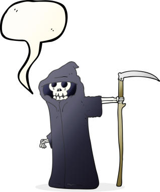 Bir insan tarafından çizilmiş serbest konuşma balonu karikatürü ölümü