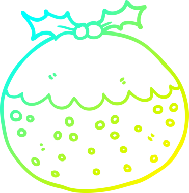 Soğuk gradyan çizgisi bir insan tarafından çizilmiş noel pudinginin çizimi.