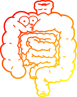 Bir insan tarafından çizilmiş bağırsakları şaşırtan bir çizgi film çizimi.