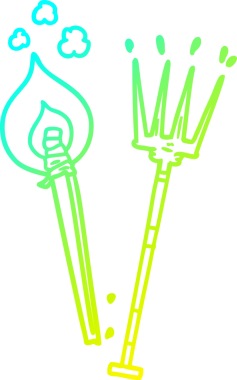 Çizgi film dirgeninin soğuk gradyan çizimi ve yanan bir damga bir insan tarafından çizilmiş.