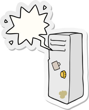 Bir insan tarafından çizilmiş konuşma balonu etiketli karikatür dolabı.