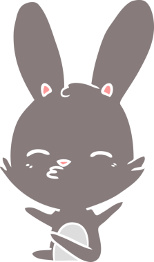 Bir insan tarafından çizilmiş tuhaf düz renkli tavşan.